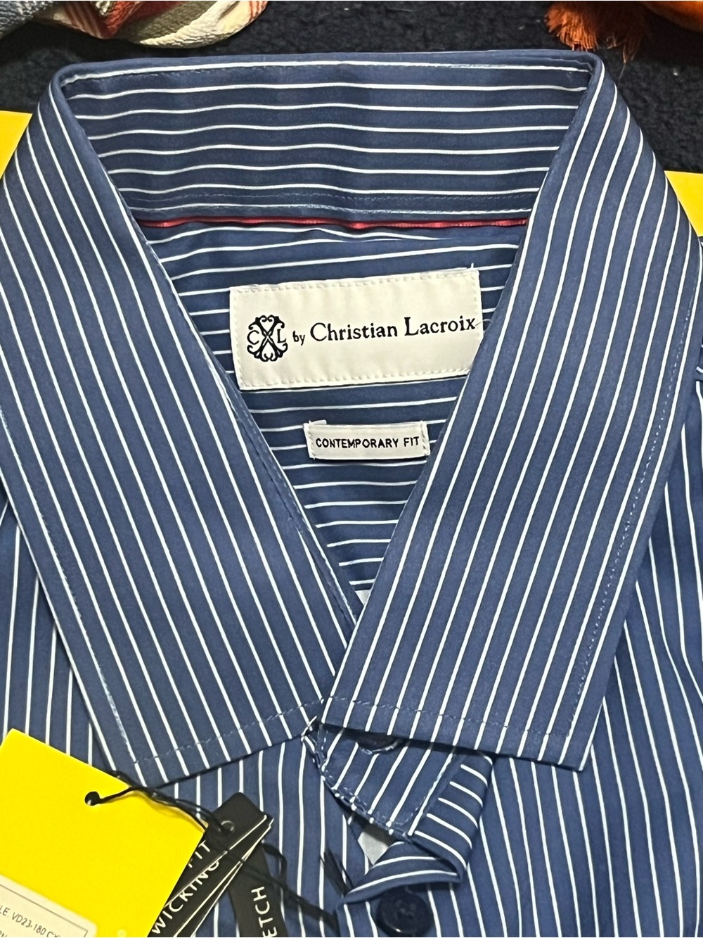 Christian Lacroix Men's Blue and White Pinstripe Button Up Dress Shirt - Picture 3 of 8
